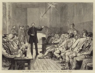 La missione di Londra, riunione di mezzanotte dei facchini delle merci alla stazione di Camden